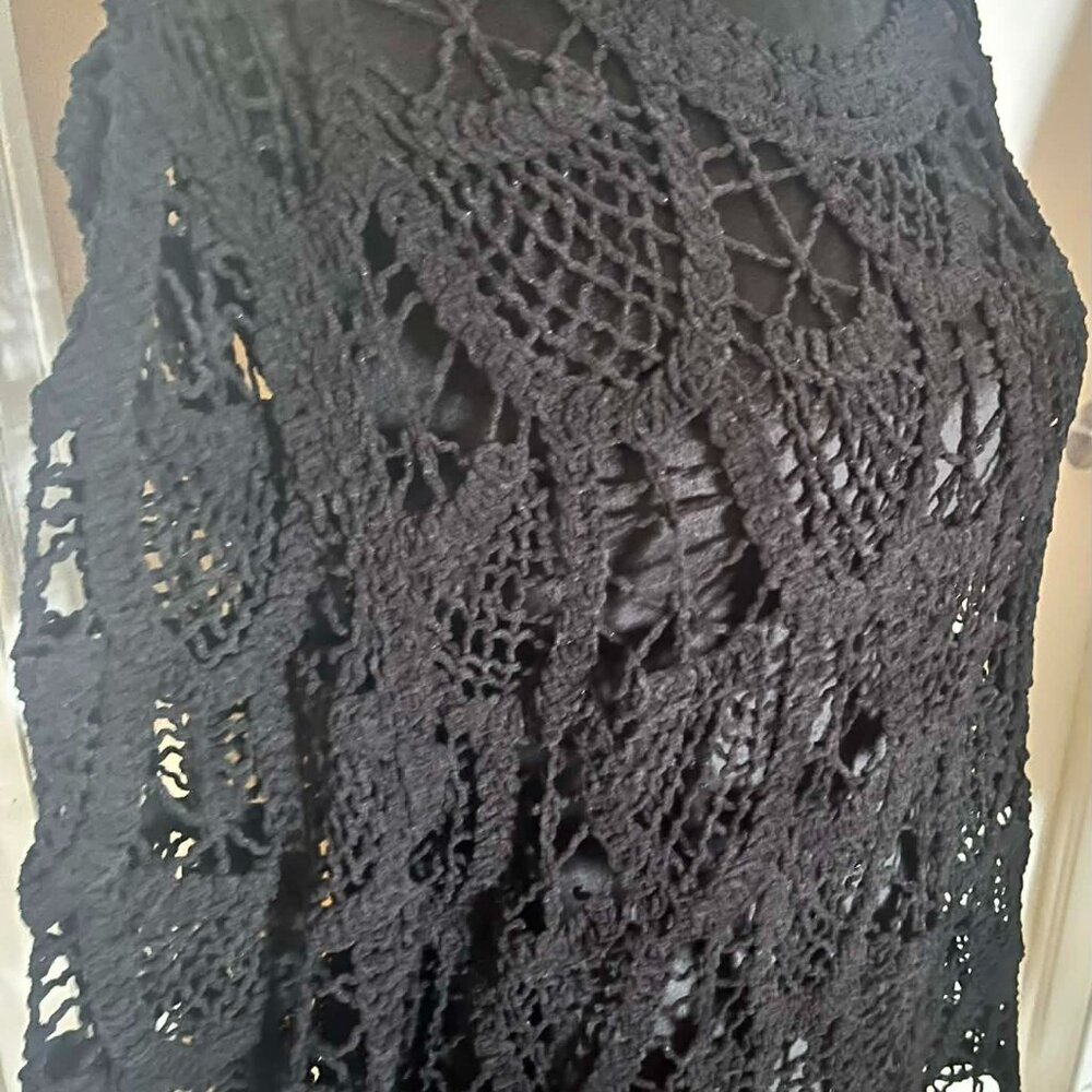 Black Crocheted Top Designed in Italy (E18) - Picture 7 of 9